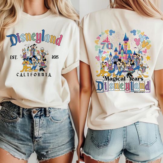 Disneyland 70th anniversary shirt, Mickey & friends Disneyland castle Platinum Celebration 1955-2025 Shirt, WDW Matching Family Tee