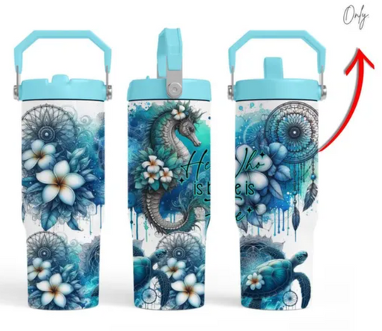 Sea turtle ocean 30oz wrap, Sublimation design templates, 30oz tumbler with handle