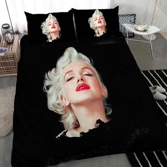 3D Marilyn Monroe Black Bedding Set