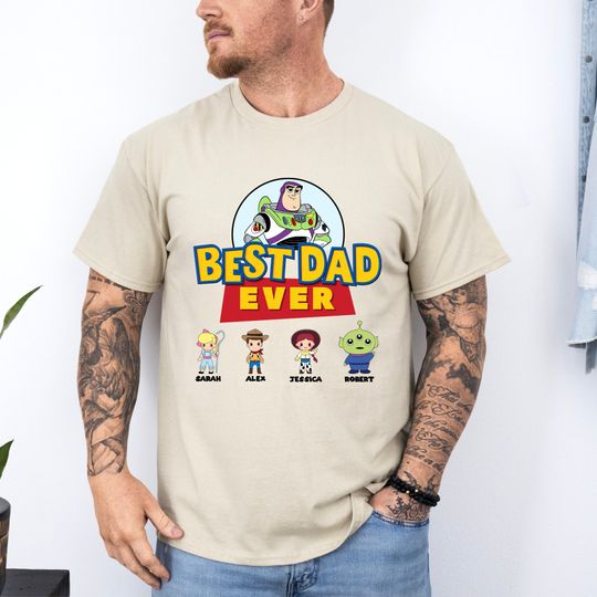 Personalized Best Dad Ever Shirt, Custom Kids Name Dad Shirt, &nbsp;Funny Father's Day Toy Story Shirt, Gamer Daddy Shirt, Father's Day Gift Tee