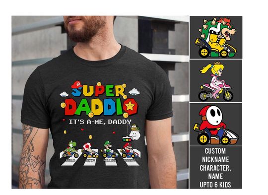 Personalized Super Daddio Game Shirt, Custom Kids Name Dad Shirt, Funny Father's Day Daddio Shirt, Super Dad Gamer Shirt, Personalized Kids