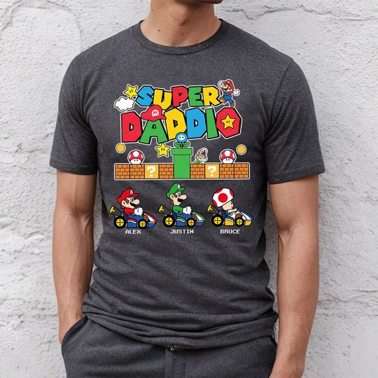 Personalized Super Daddio Shirt, Super Dadio Custom Kid Name Dad Shirt, Super Daddio Shirt, Funny Father's Day Daddio Shirt, Super Dad Gamer