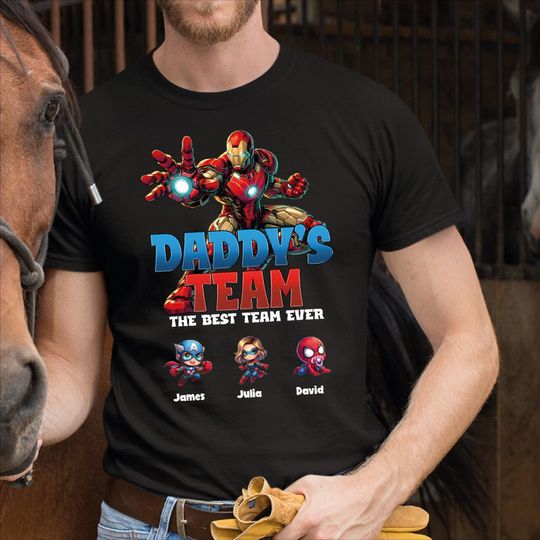 Daddy's Team Avengers Tee,Custom Super Dad Shirt,Iron Man Dad Tee,Superhero Matching Father,Comfort Colors Dad Avengers,Disney Fathers Day