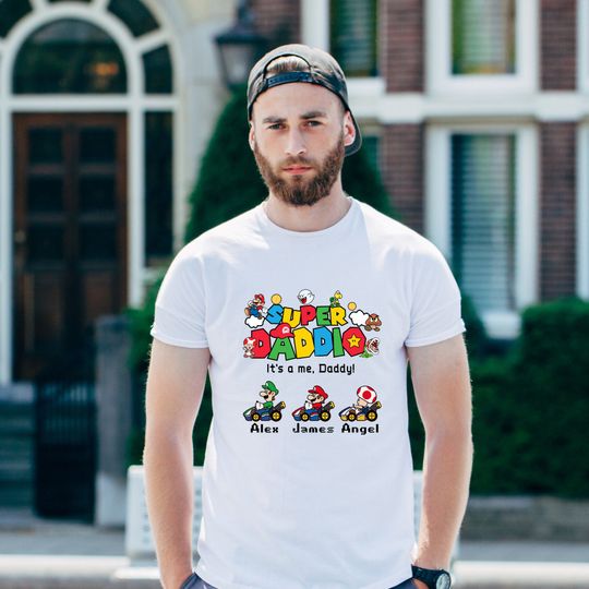 Personalized Super Daddio Shirt, Custom Kids Name Dad Shirt, Funny Father's Day Daddio Shirt, Gamer Daddy Shirt, Super Dad Shirt