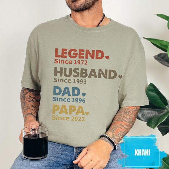 Comfort Colors Custom Papa Shirt With Years, Papa With Year, Gift For Husband, Father's Day Gift, Legend Husband Dad Papa Tee, New Dad Tee