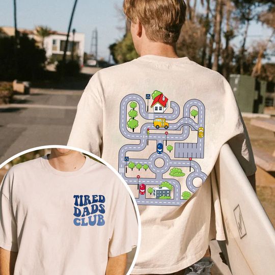 Tired Dads Club Shirt, Racing Shirt for Dad,Race On Dad's T-shirt,Mat Road On Dad Shirt,Fathers Day Gift,Car Race Track Shirt,Playmat TShirt