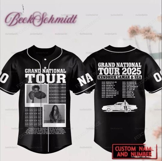 Discover Kendrick Lamar & SZA Grand National Tour 2025 Baseball Jersey