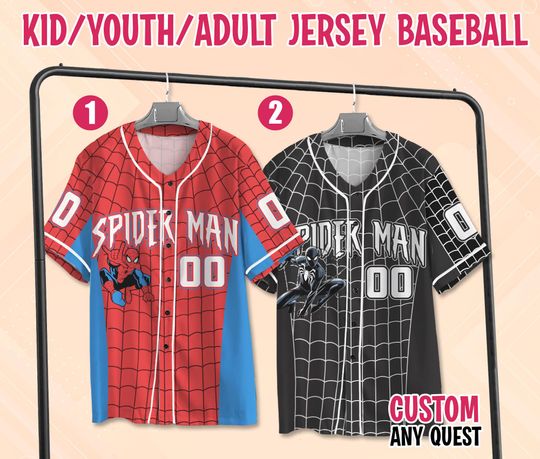 Custom Disney Spidey Baseball Jersey, Custom Spider Man Baseball Jersey, Disney Baseball Team Outfit, Marvel Spiderman Jersey, Disney Jersey
