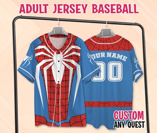 Custom Disney Spidey Baseball Jersey, Custom Spider Man Baseball Jersey, Disney Spider Verse Jersey, Marvel Spiderman Jersey, Disney Jersey