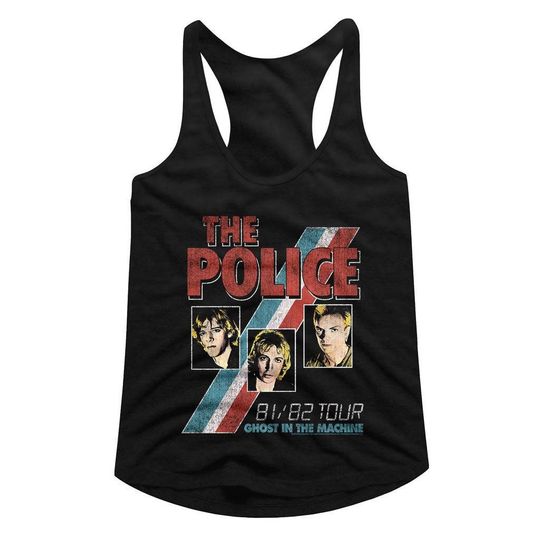 The Police Ghost In The Machine Black Junior Women's Racerback Tank Top T-Shirt