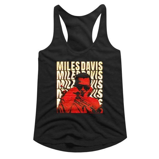 Miles Davis Warped Text Black Women's Slim Fit Racerback Tank Top