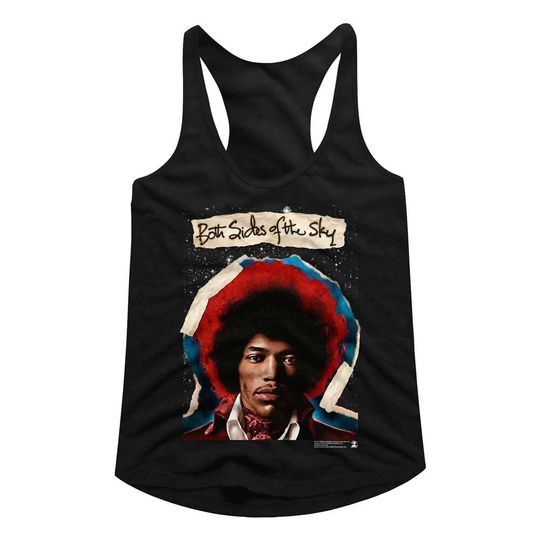 Jimi Hendrix Both Sides Black Junior Women's Racerback Tank Top T-Shirt