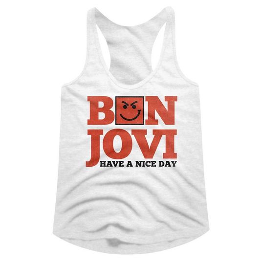 Bon Jovi Have A Nice Day White Junior Women's Racerback Tank Top T-Shirt