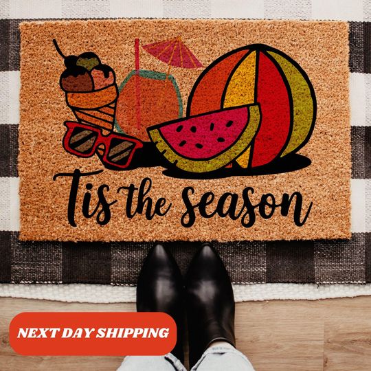 Tis the Season Summer Doormat, Home Decor, Welcome Mat, Front Door Mat, Porch Decor, Housewarming Gift, New Home Gift, Colorful Doormat