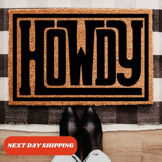 Howdy Doormat, Western Door Mat, Housewarming Gift, Welcome Mat, Texas Doormat, Cowboy Doormat, Front Porch Mat, Western Gift, Birthday Gift