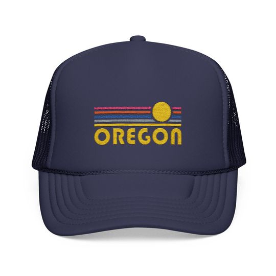 Oregon Embroidered Foam Trucker Hat - Retro Sunset