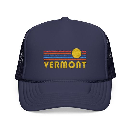 Vermont Embroidered Foam Trucker Hat - Retro Sunset
