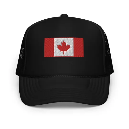 Canada Maple Leaf Flag Embroidered foam Trucker hat | Father's Day Gift | Summer Gift