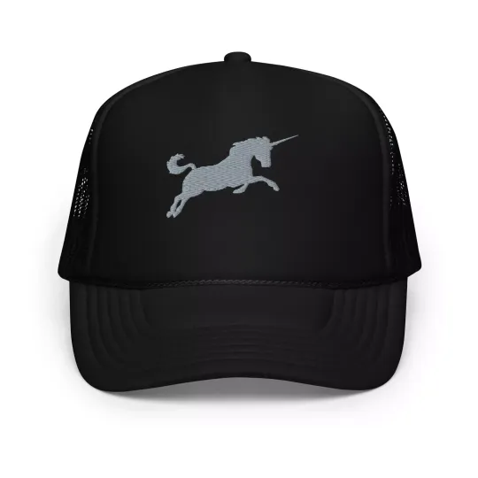 Silver Unicorn Embroidered foam Trucker hat | Father's Day Gift | Summer Gift