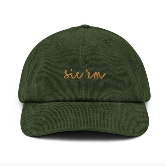 Sic 'Em Embroidered Corduroy Hat in Multiple Colors