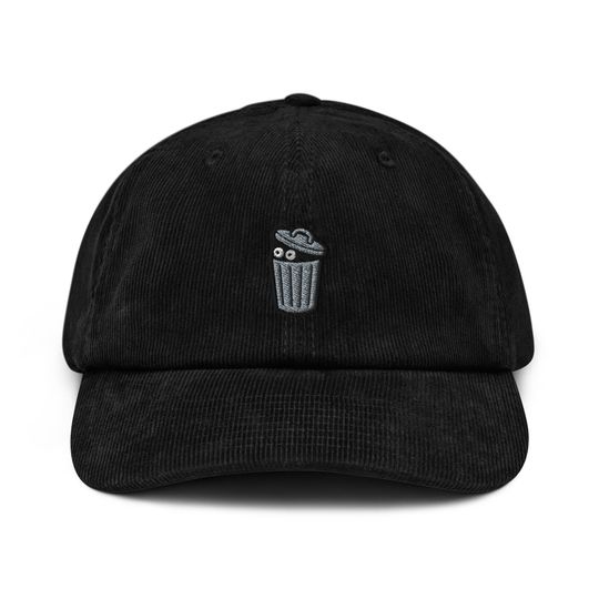 Trash Can Monster Corduroy Hat, Embroidered Corduroy Dad Cap - Multiple Colors