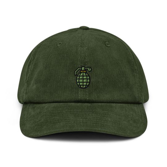 Grenade Corduroy Hat, Embroidered Corduroy Dad Cap - Multiple Colors