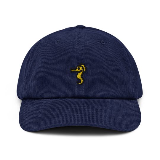 Seahorse Corduroy Hat, Embroidered Corduroy Dad Cap - Multiple Colors