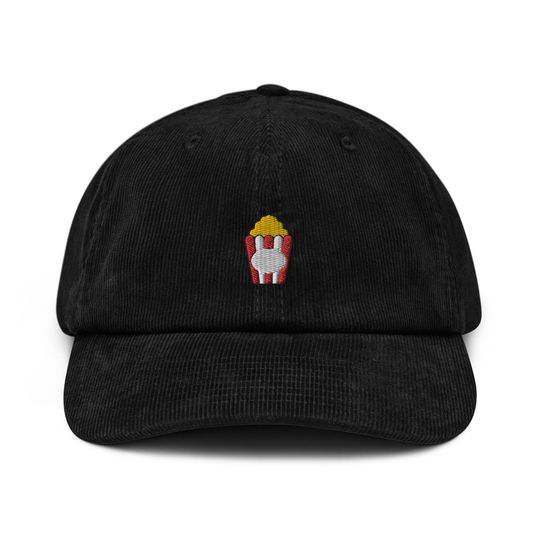 Popcorn Embroidered Corduroy Dad Hat, Corduroy Baseball Cap Gift - Multiple Colors