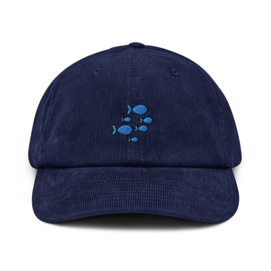 School of Fish Corduroy Hat, Embroidered Corduroy Dad Cap - Multiple Colors