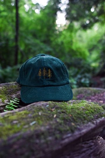 Pine Trees Embroidered Corduroy Hat in Multiple Colors