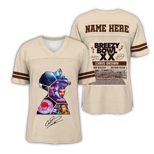 2025 CB Breezy Bowl XX Tour Football Jersey, Album Shirt, Fan Gift, Christ Merch Bowl XX concert 2025 Fan Gift Jersey