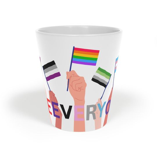 Pride Latte Mug 12oz Rainbow Coffee Cup LGBTQ+ Love Inclusion Equality Gift