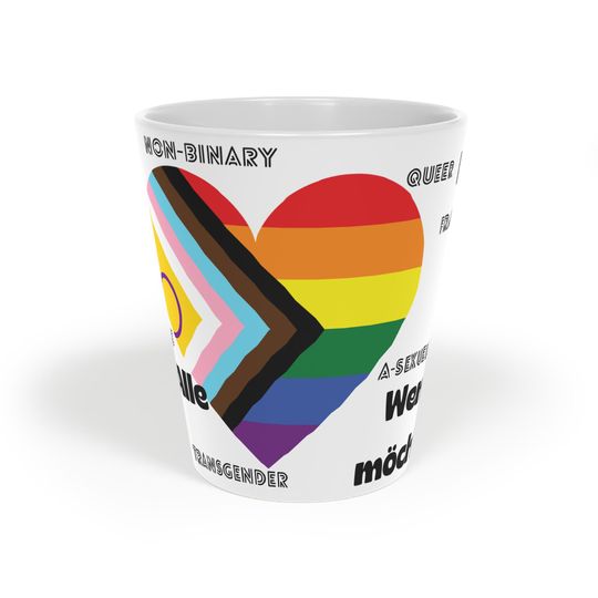Pride Latte Mug 12oz Rainbow Colors Non-Binary Love Gift for LGBTQ+ Equality Events