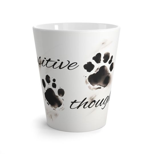 Pawsitive Thoughts Latte Mug - Adorable Paw Print Design for Pet Lovers
