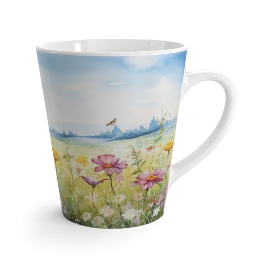 Butterflies and Flowers Latte Mug 12oz