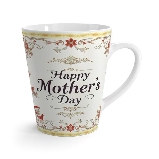 Latte Mug for Mother's Day, Ceramic Coffee Cup, Gift for Mom, Happy Mother's Day Mug