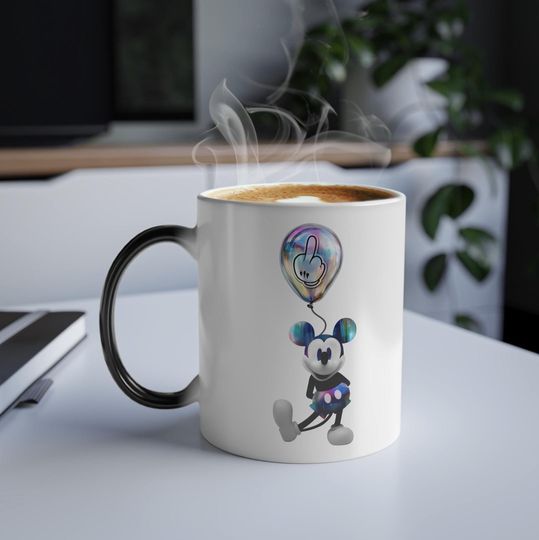 A Mickey Finger - Color Morphing Mug - Transforming Gift, Creative Coffee Cup, Perfect for Bdays, Fun Gift Idea, Unique Humor