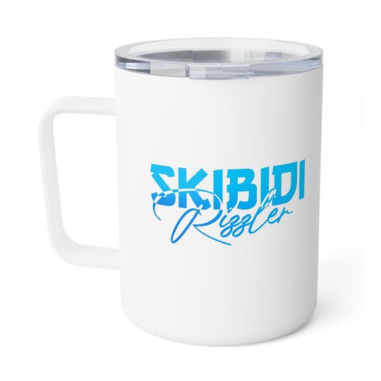 Skibidi Rizzler Insulated Coffee Mug, 10oz, Stainless Steel, Blue Fade