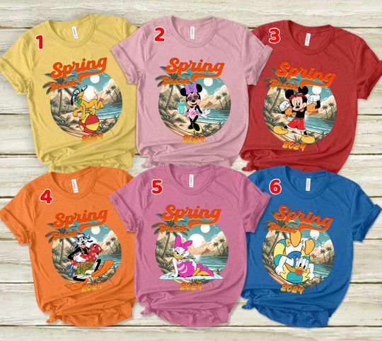 Retro Spring Break 2024 Shirt, Spring Vibe Mouse And Friends Cute Shirt, Spring T-Shirt, Magical Kingdom Trip, Family Matching Shirt