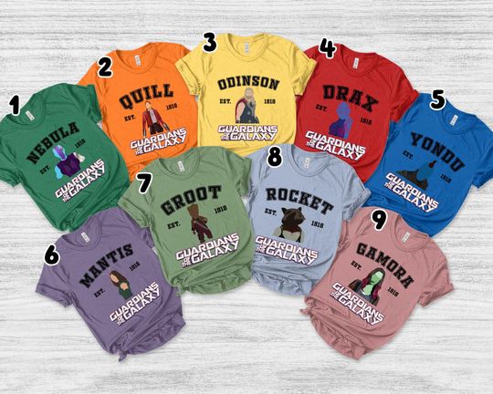 Guardians Of The Galaxy All Team Shirt/Rocket/Peter Quill/Nebula/Yondu/Gamora/Groot/We Are Groot/Avengers/Marvel Superhero