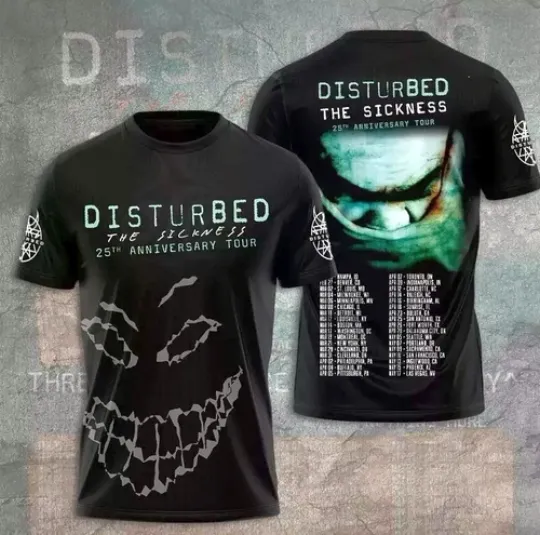 The Sickness 2025 Concert  Disturbed The Sickness 25th Anniversary Tour shirt 3D
