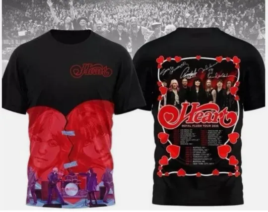 Heart Royal Flush Tour 2025 Signature 3D T-Shirt