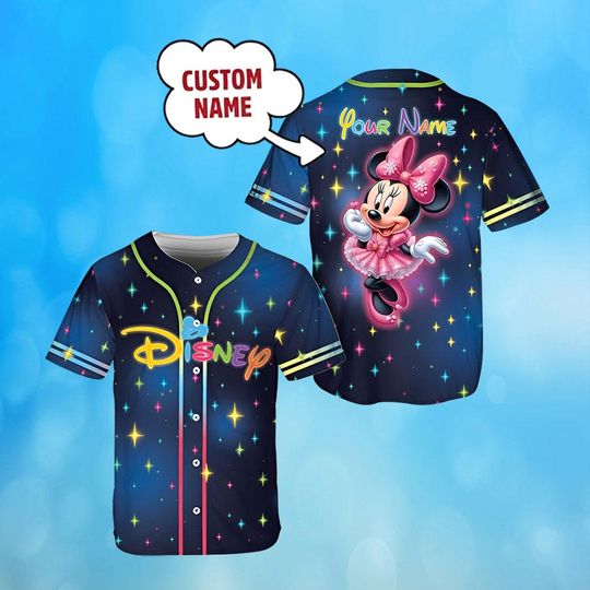 Personalized Minnie Mouse Baseball Jersey, Minnie Baseball Jersey, Custom Kids Youth Adult Disney Baseball Jersey, Custom Boy Tee,Minnie Tee