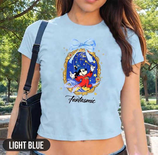 Fantasmic Heart Locket Baby Tee , Sorcerer Mickey Crop Top, Fantasia Baby Tee, Wizard Shirt, Womens Fantasia Shirt, Magic Kingdom