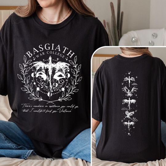 Basgiath War College Tshirt, Fourth Wing Double-Sided T-shirt, Dragon Rider Shirt, Riders Quadrant Tee, Fourth Wing Tee, Dragon Rider Tee