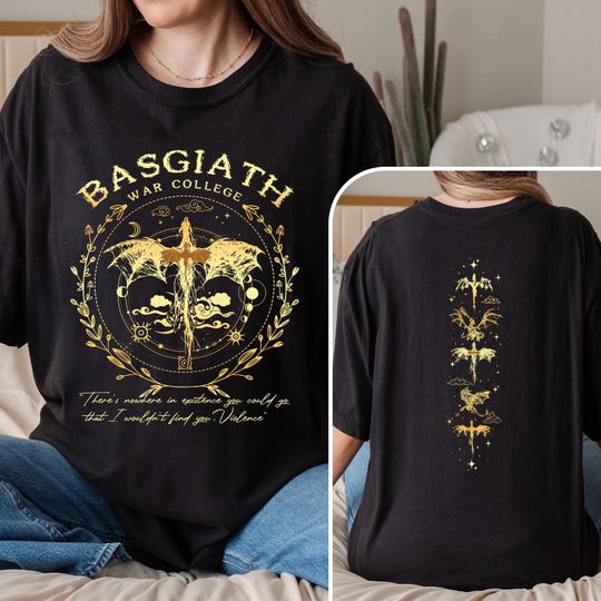 Basgiath War College Tshirt, Fourth Wing Double-Sided T-shirt, Dragon Rider Shirt, Riders Quadrant Tee, Fourth Wing Tee