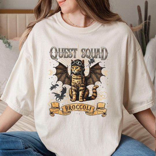 Quest Squad Broccoli Shirt, Cat Adventure Shirt, Fourth Wing Shirt, Broccoli Cat TShirt, Broccoli Cat Quest Squad Tee, Dragon Rider Tee