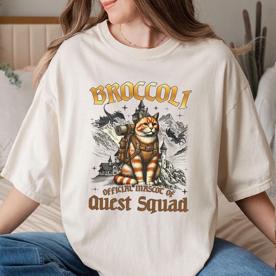 Onyx Storm Quest Squad Broccoli Shirt, Cat Adventure Shirt, Fourth Wing Shirt, Broccoli Cat Lover, Broccoli Cat Quest Squad Tee,Dragon Rider