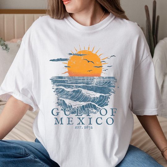 Discover Gulf of Mexico Shirt, Gulf of Mexico Shirt, Gulf Coast Hoodie, Texas Albm Mississippi Florida Beach Long Sleeve Tee, Map Mexico Shirt