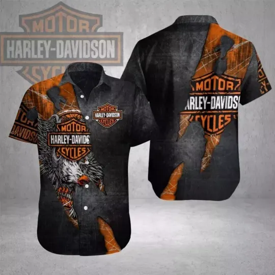 Harley Motor Racing Davidson Casual Button Down Shirt